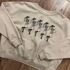 Altar’d State Dancing Cowboy Skeleton Sweatshirt Tan Size Large EUC